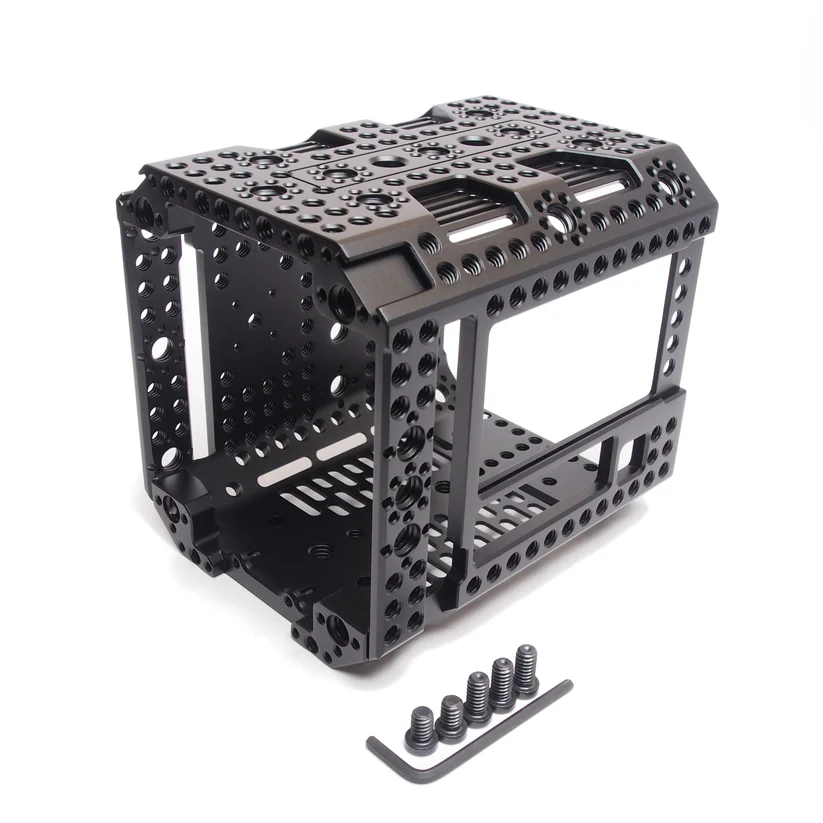 xlcs designs hollow point cage for blackmagic pyxis 6k (canon ef, arri pl, and leica l)