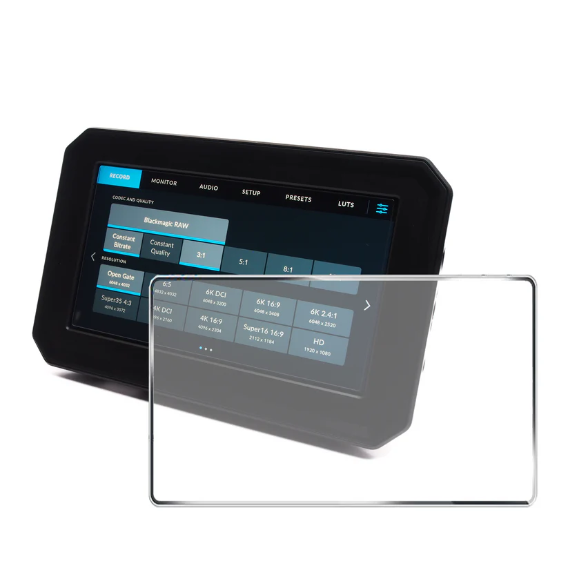 xlcs designs tempered glass screen protector for blackmagic pyxis monitor