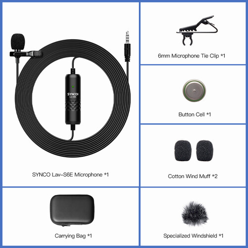 synco s6e wired lavalier microphone